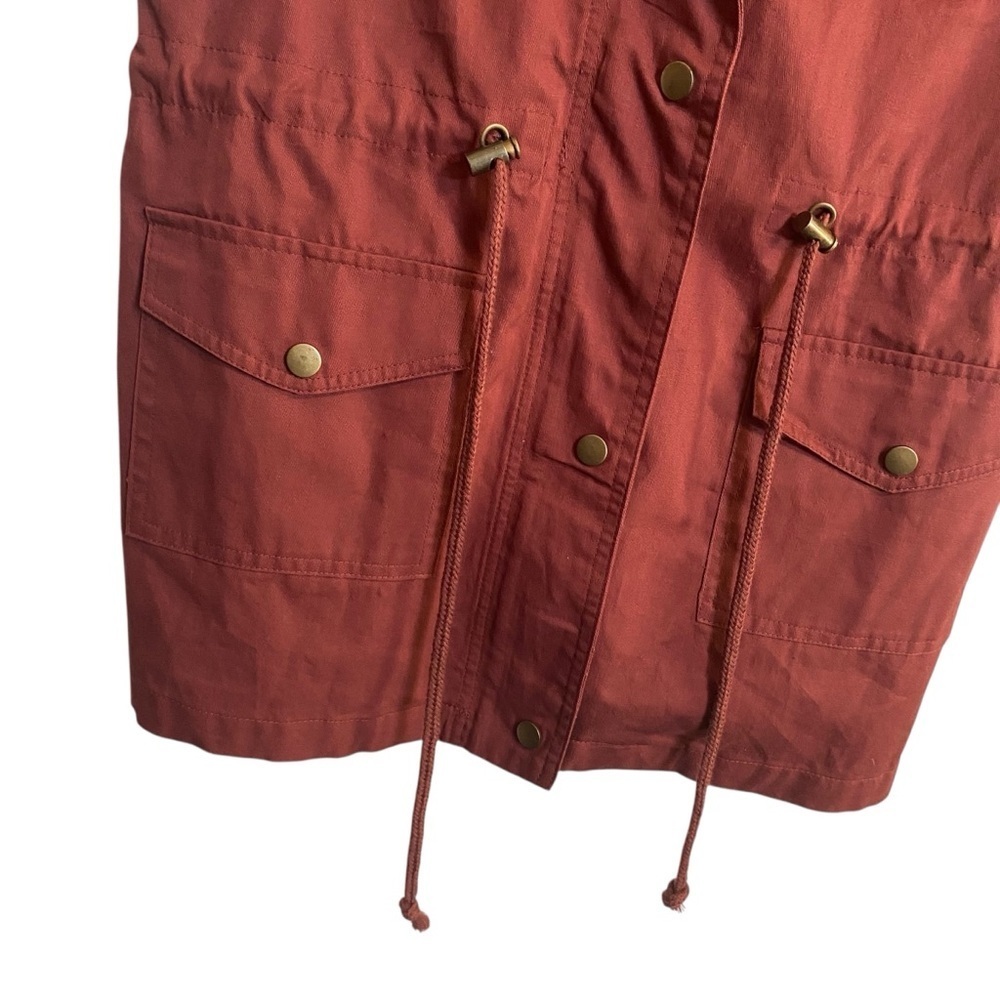 Zenana Outfitters Burnt Orange Hooded Cinch Waist Utility Vest Size Medium - Picture 3 of 6